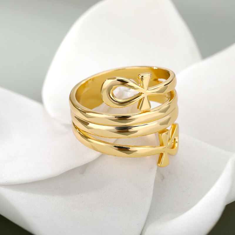 Double Coiled Egyptian Rings For Women Men Gothic Vintage Stainless Steel Ring 2023 Trend Classic Aesthetic Jewerly Bague Femme