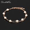 Charm Bracelets & Bangles Silver /Rose Gold Color Simulated Pearl Beads Snake Chain Wedding Jewelry For Women DFH169