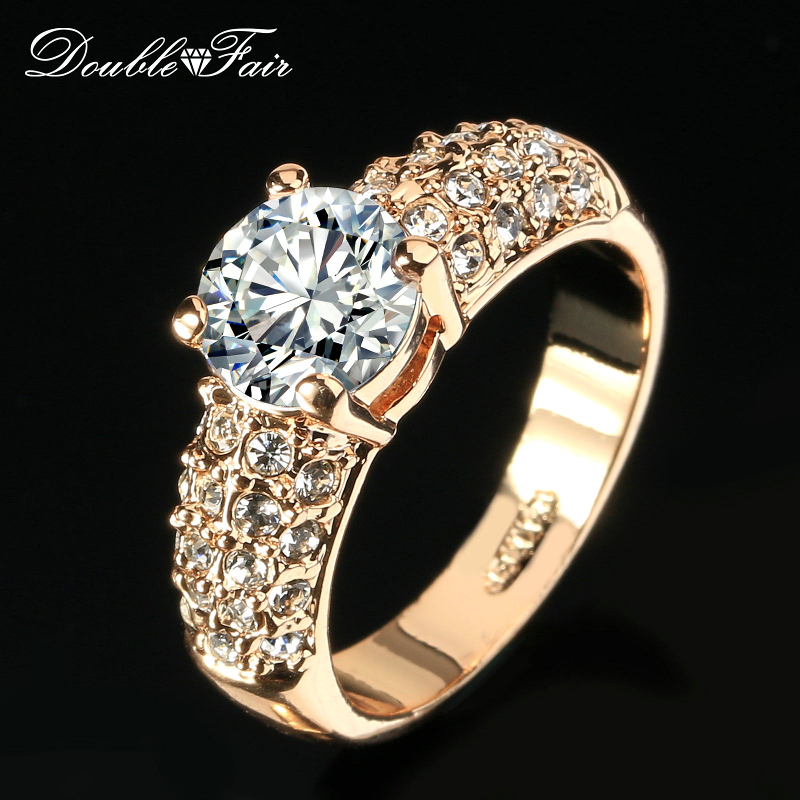 Engagement Wedding Rings Cubic Zirconia Silver/Rose Gold Color CZ Stone Ring Jewelry For Women anel Wholesale DFR105