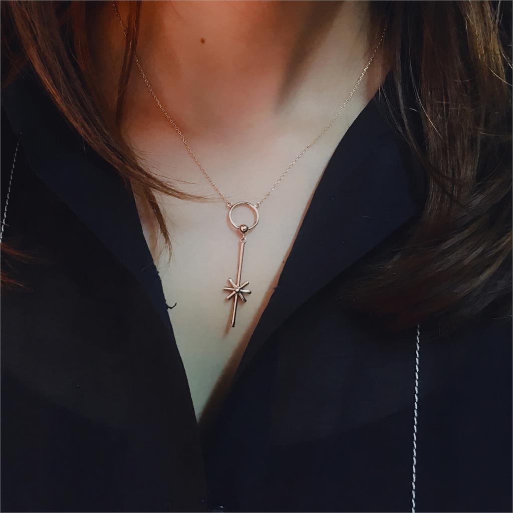 Double Fair Office Lady Style Circle Choker Necklaces For Women Jewelry Rose/White Gold Color Link Chain DFN215