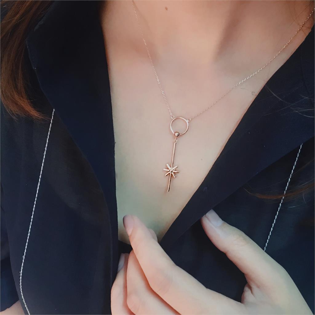 Double Fair Office Lady Style Circle Choker Necklaces For Women Jewelry Rose/White Gold Color Link Chain DFN215