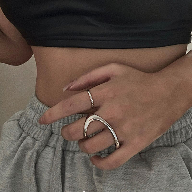 Double Finger Rings For Women Aesthetic Female Ring Steampunk Vintage Jewelry y2k Accessories Free Shiping GaaBou Jewellery
