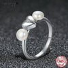 Double Pearl Heart Ring 925 Sterling Silver Ring Bijoux En Argent 925 For Women With Cubic Zirconia