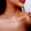 Double Layer Black Crystal Beads Stainless Steel Necklace For Women Gift Star Heart Moon Choker Necklace Femme 2022