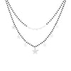 Double Layer Black Crystal Beads Stainless Steel Necklace For Women Gift Star Heart Moon Choker Necklace Femme 2022