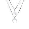 Double Layer Black Crystal Beads Stainless Steel Necklace For Women Gift Star Heart Moon Choker Necklace Femme 2022