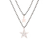 Double Layer Black Crystal Beads Stainless Steel Necklace For Women Gift Star Heart Moon Choker Necklace Femme 2022