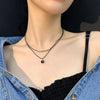Double Layer Black Crystal Necklace Accessories For Women  Simple Statement Pride Gold Plate Jewelry Shopping Chain Gift