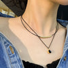 Double Layer Black Crystal Necklace Accessories For Women  Simple Statement Pride Gold Plate Jewelry Shopping Chain Gift