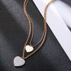 Double Layer CZ Heart Stainless Steel Necklace For Women 2 Crystal Heart-shaped Choker Necklaces For Lover 2022 Jewelry Gift