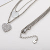 Double Layer CZ Heart Stainless Steel Necklace For Women 2 Crystal Heart-shaped Choker Necklaces For Lover 2022 Jewelry Gift