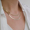 Double Layer Charm Women Snake Chain Choker Necklace Gold Silver Color Flat Herringbone Chokers Link For Girls 4mm Collier Femme