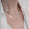 Double Layer Charm Women Snake Chain Choker Necklace Gold Silver Color Flat Herringbone Chokers Link For Girls 4mm Collier Femme