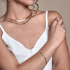 Double Layer Charm Women Snake Chain Choker Necklace Gold Silver Color Flat Herringbone Chokers Link For Girls 4mm Collier Femme