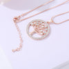 Double Layer Cyrstal Round Shape Tree Of Life Pendant Necklaces for Women Gold Silvery Snake Chain Necklace Statement Jewelry
