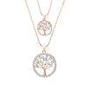 Double Layer Cyrstal Round Shape Tree Of Life Pendant Necklaces for Women Gold Silvery Snake Chain Necklace Statement Jewelry