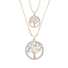 Double Layer Cyrstal Round Shape Tree Of Life Pendant Necklaces for Women Gold Silvery Snake Chain Necklace Statement Jewelry