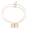 Double Layer Gold Plate Cubic Zirconia Crystal Family Necklace Gift For Women Choker Party Wedding School Jewelry New