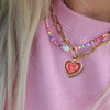 Double Layer Heart Enamel Choker Necklace For Women 2021 Colorful Necklaces Chain Koean  Jewelry Couple Jewelry