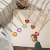 Double Layer Heart Enamel Choker Necklace For Women 2021 Colorful Necklaces Chain Koean  Jewelry Couple Jewelry