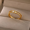 Double Layer Heart Zircon Rings For Women Stainless Steel Crystal Finger Ring 2023 Trend Wedding Jewelry Couple Gift anillos