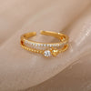 Double Layer Heart Zircon Rings For Women Stainless Steel Crystal Finger Ring 2023 Trend Wedding Jewelry Couple Gift anillos