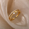 Double Layer Heart Zircon Rings For Women Stainless Steel Crystal Finger Ring 2023 Trend Wedding Jewelry Couple Gift anillos