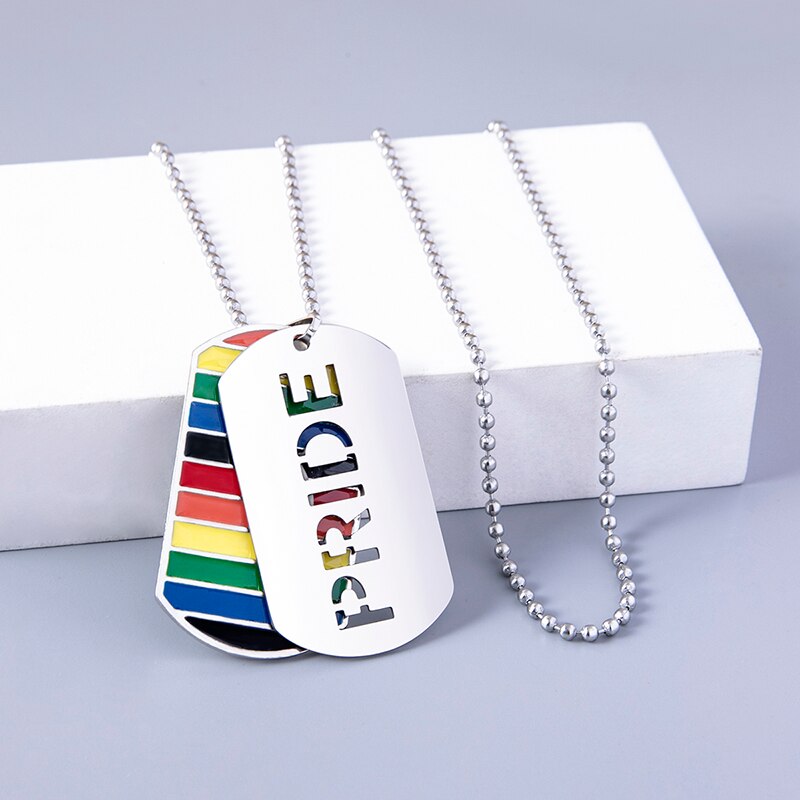Double Layer Rainbow Love Pendant Necklace Lesbian Gay Pride Necklace LGBT Necklaces For Men Women Jewelry