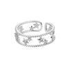 Double Layer Zircon Star Rings for Women Stainless Steel Open Adjustable Stars Couple Ring CZ Wedding Aesthetic Jewerly anillos