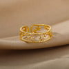 Double Layer Zircon Star Rings for Women Stainless Steel Open Adjustable Stars Couple Ring CZ Wedding Aesthetic Jewerly anillos