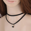 Double Layers Chain Choker Necklace Women & Girls Velvets Suede Copper  Cartoon black fox Pendant Jewelry