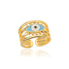 Double Layers Evil Eye Rings for Women Open Stainless Steel Blue Zircon Ring Lucky Turkish Wedding Jewelry Christmas Gifts