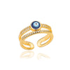 Double Layers Evil Eye Rings for Women Open Stainless Steel Blue Zircon Ring Lucky Turkish Wedding Jewelry Christmas Gifts