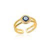 Double Layers Evil Eye Rings for Women Open Stainless Steel Blue Zircon Ring Lucky Turkish Wedding Jewelry Christmas Gifts