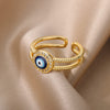 Double Layers Evil Eye Rings for Women Open Stainless Steel Blue Zircon Ring Lucky Turkish Wedding Jewelry Christmas Gifts