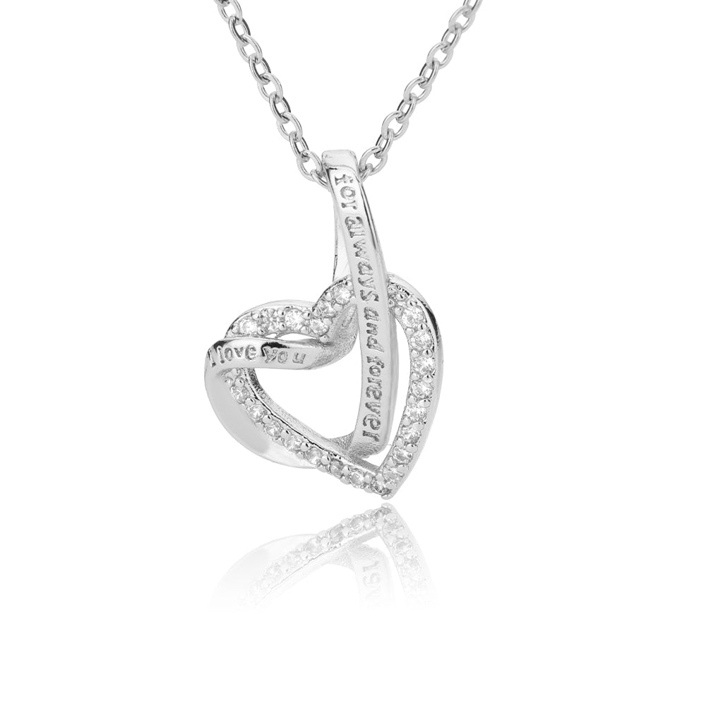 Double Love Heart Pendant Necklace For Women Stainless Steel Gold  Color Necklaces Couple Jewelry Valentines Day Gift