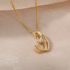 Double Love Heart Pendant Necklace For Women Stainless Steel Gold  Color Necklaces Couple Jewelry Valentines Day Gift