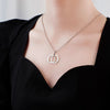 Double Ring Double Buckle Double Circle Interlock Clavicle Custom Name Date Text Necklace Heart Pendant For Women Jewelry Gifts