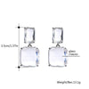 Double Square Earrings For Women  Transparent Glass Crystal Gold Silvery Needle Eardrop Korean Design Jewelry