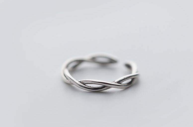 Double Twisted Ring Charm Gift 100% REAL.925 Sterling Silver fINE jEWELRY GTLJ1307