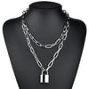 Double layer Heart Round Lock Chain necklace punk Sweater Long chain neck pendant necklace women gothic jewelry