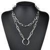 Double layer Heart Round Lock Chain necklace punk Sweater Long chain neck pendant necklace women gothic jewelry