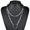 Double layer Heart Round Lock Chain necklace punk Sweater Long chain neck pendant necklace women gothic jewelry