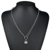 Double layer Heart Round Lock Chain necklace punk Sweater Long chain neck pendant necklace women gothic jewelry