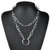 Double layer Heart Round Lock Chain necklace punk Sweater Long chain neck pendant necklace women gothic jewelry