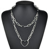 Double layer Heart Round Lock Chain necklace punk Sweater Long chain neck pendant necklace women gothic jewelry