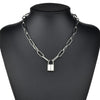 Double layer Heart Round Lock Chain necklace punk Sweater Long chain neck pendant necklace women gothic jewelry