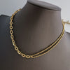 Double layering necklace gold plated sparkle necklace chain choker for women