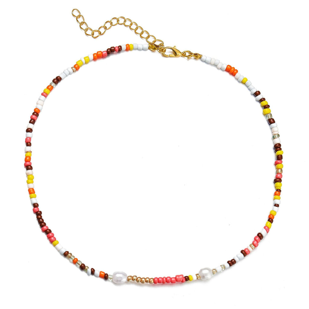 Dragon Color Rice Bead Necklace Necklace Source Creative Color Beaded Pearl Lock Hoop Chain