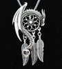 Dragon Guardian Dream Catcher Pendant Necklace Boho Bohemian Women Choker Jewelry Viking Amulet Charm Antique Silver Plated